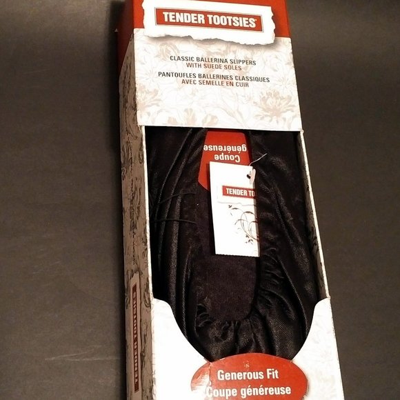Tender Tootsies Classic Ballerina Slippers, Black, L - Picture 8 of 9